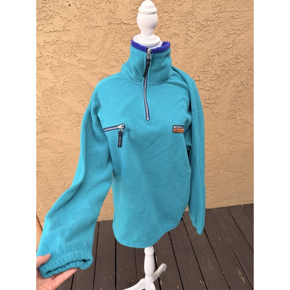 Muskoka Lakes Teal And Purple Performance Fleece Size Large Great Condition